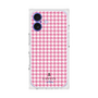 プレミアムスクエアケース［ Houndstooth Pattern Pink with LANVIN en Bleu logo- ランバン 千鳥格子柄 ピンク ］