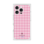 プレミアムスクエアケース［ Houndstooth Pattern Pink with LANVIN en Bleu logo- ランバン 千鳥格子柄 ピンク ］