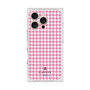 プレミアムスクエアケース［ Houndstooth Pattern Pink with LANVIN en Bleu logo- ランバン 千鳥格子柄 ピンク ］
