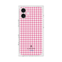 プレミアムスクエアケース［ Houndstooth Pattern Pink with LANVIN en Bleu logo- ランバン 千鳥格子柄 ピンク ］