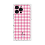 プレミアムスクエアケース［ Houndstooth Pattern Pink with LANVIN en Bleu logo- ランバン 千鳥格子柄 ピンク ］