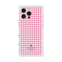 プレミアムスクエアケース［ Houndstooth Pattern Pink with LANVIN en Bleu logo- ランバン 千鳥格子柄 ピンク ］