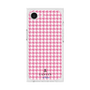 プレミアムスクエアケース［ Houndstooth Pattern Pink with LANVIN en Bleu logo- ランバン 千鳥格子柄 ピンク ］