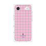 プレミアムスクエアケース［ Houndstooth Pattern Pink with LANVIN en Bleu logo- ランバン 千鳥格子柄 ピンク ］