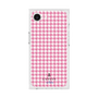 プレミアムスクエアケース［ Houndstooth Pattern Pink with LANVIN en Bleu logo- ランバン 千鳥格子柄 ピンク ］
