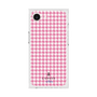 プレミアムスクエアケース［ Houndstooth Pattern Pink with LANVIN en Bleu logo- ランバン 千鳥格子柄 ピンク ］