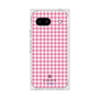プレミアムスクエアケース［ Houndstooth Pattern Pink with LANVIN en Bleu logo- ランバン 千鳥格子柄 ピンク ］