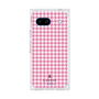 プレミアムスクエアケース［ Houndstooth Pattern Pink with LANVIN en Bleu logo- ランバン 千鳥格子柄 ピンク ］