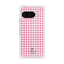 プレミアムスクエアケース［ Houndstooth Pattern Pink with LANVIN en Bleu logo- ランバン 千鳥格子柄 ピンク ］