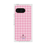 プレミアムスクエアケース［ Houndstooth Pattern Pink with LANVIN en Bleu logo- ランバン 千鳥格子柄 ピンク ］