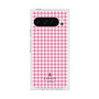 プレミアムスクエアケース［ Houndstooth Pattern Pink with LANVIN en Bleu logo- ランバン 千鳥格子柄 ピンク ］