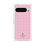 プレミアムスクエアケース［ Houndstooth Pattern Pink with LANVIN en Bleu logo- ランバン 千鳥格子柄 ピンク ］