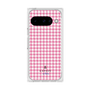 プレミアムスクエアケース［ Houndstooth Pattern Pink with LANVIN en Bleu logo- ランバン 千鳥格子柄 ピンク ］
