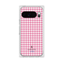 プレミアムスクエアケース［ Houndstooth Pattern Pink with LANVIN en Bleu logo- ランバン 千鳥格子柄 ピンク ］