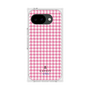 プレミアムスクエアケース［ Houndstooth Pattern Pink with LANVIN en Bleu logo- ランバン 千鳥格子柄 ピンク ］
