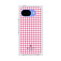 プレミアムスクエアケース［ Houndstooth Pattern Pink with LANVIN en Bleu logo- ランバン 千鳥格子柄 ピンク ］