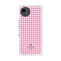 プレミアムスクエアケース［ Houndstooth Pattern Pink with LANVIN en Bleu logo- ランバン 千鳥格子柄 ピンク ］