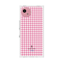 プレミアムスクエアケース［ Houndstooth Pattern Pink with LANVIN en Bleu logo- ランバン 千鳥格子柄 ピンク ］