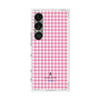 プレミアムスクエアケース［ Houndstooth Pattern Pink with LANVIN en Bleu logo- ランバン 千鳥格子柄 ピンク ］
