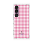 プレミアムスクエアケース［ Houndstooth Pattern Pink with LANVIN en Bleu logo- ランバン 千鳥格子柄 ピンク ］