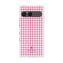 プレミアムスクエアケース［ Houndstooth Pattern Pink with LANVIN en Bleu logo- ランバン 千鳥格子柄 ピンク ］