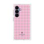 プレミアムスクエアケース［ Houndstooth Pattern Pink with LANVIN en Bleu logo- ランバン 千鳥格子柄 ピンク ］