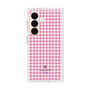 プレミアムスクエアケース［ Houndstooth Pattern Pink with LANVIN en Bleu logo- ランバン 千鳥格子柄 ピンク ］