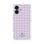 プレミアムスクエアケース［ Houndstooth Pattern Purple -with LANVIN en Bleu logo ランバン 千鳥格子柄 パープル ］