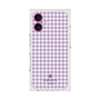 プレミアムスクエアケース［ Houndstooth Pattern Purple -with LANVIN en Bleu logo ランバン 千鳥格子柄 パープル ］