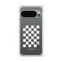 プレミアムスクエアケース［ Racing checkered flag White - レーシングチェッカーフラッグ ホワイト ］