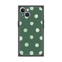 プレミアムスクエアケース［ 水彩ドット・レトロカラー - Green ］