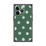 プレミアムスクエアケース［ 水彩ドット・レトロカラー - Green ］