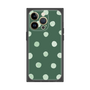 プレミアムスクエアケース［ 水彩ドット・レトロカラー - Green ］