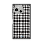 プレミアムスクエアケース［ Houndstooth Pattern Black with LANVIN en Bleu logo- ランバン 千鳥格子柄 ブラック ］