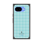 プレミアムスクエアケース［ Houndstooth Pattern Blue with LANVIN en Bleu logo- ランバン 千鳥格子柄 ブルー ］