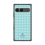 プレミアムスクエアケース［ Houndstooth Pattern Blue with LANVIN en Bleu logo- ランバン 千鳥格子柄 ブルー ］