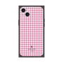 プレミアムスクエアケース［ Houndstooth Pattern Pink with LANVIN en Bleu logo- ランバン 千鳥格子柄 ピンク ］