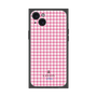 プレミアムスクエアケース［ Houndstooth Pattern Pink with LANVIN en Bleu logo- ランバン 千鳥格子柄 ピンク ］