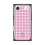 プレミアムスクエアケース［ Houndstooth Pattern Pink with LANVIN en Bleu logo- ランバン 千鳥格子柄 ピンク ］