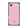 プレミアムスクエアケース［ Houndstooth Pattern Pink with LANVIN en Bleu logo- ランバン 千鳥格子柄 ピンク ］