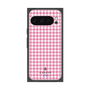 プレミアムスクエアケース［ Houndstooth Pattern Pink with LANVIN en Bleu logo- ランバン 千鳥格子柄 ピンク ］