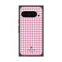 プレミアムスクエアケース［ Houndstooth Pattern Pink with LANVIN en Bleu logo- ランバン 千鳥格子柄 ピンク ］