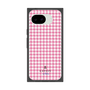 プレミアムスクエアケース［ Houndstooth Pattern Pink with LANVIN en Bleu logo- ランバン 千鳥格子柄 ピンク ］