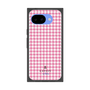 プレミアムスクエアケース［ Houndstooth Pattern Pink with LANVIN en Bleu logo- ランバン 千鳥格子柄 ピンク ］