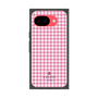 プレミアムスクエアケース［ Houndstooth Pattern Pink with LANVIN en Bleu logo- ランバン 千鳥格子柄 ピンク ］