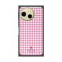 プレミアムスクエアケース［ Houndstooth Pattern Pink with LANVIN en Bleu logo- ランバン 千鳥格子柄 ピンク ］