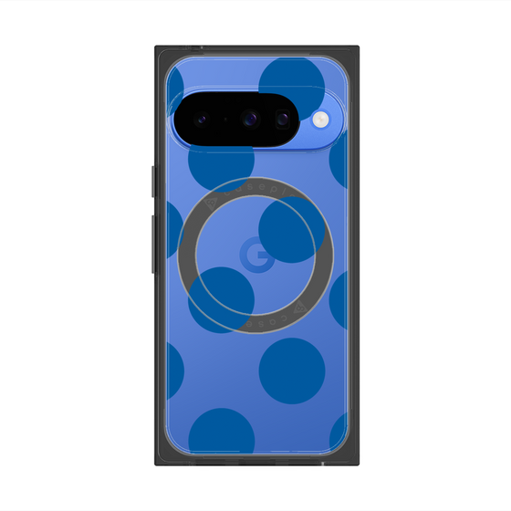 プレミアムスクエアケース with Pixelsnap［ シンプルドット - Blue ］