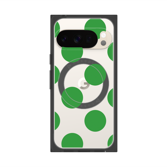 プレミアムスクエアケース with Pixelsnap［ シンプルドット - Green ］