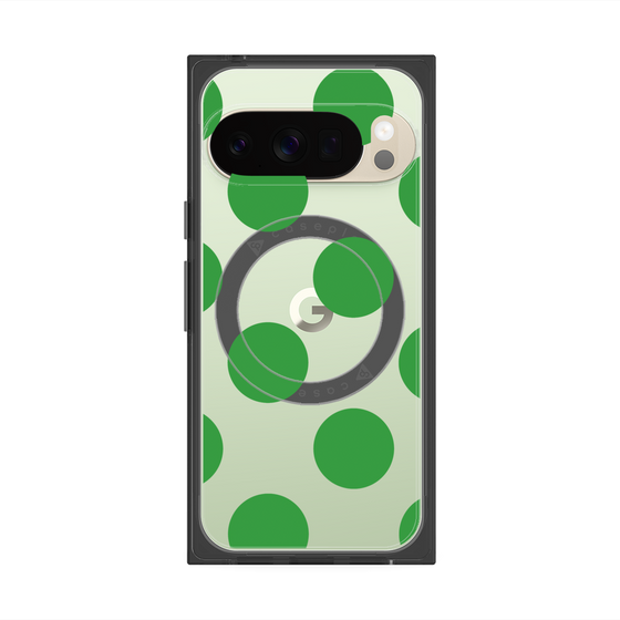 プレミアムスクエアケース with Pixelsnap［ シンプルドット - Green ］