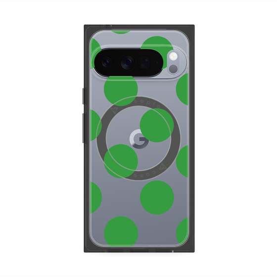 プレミアムスクエアケース with Pixelsnap［ シンプルドット - Green ］